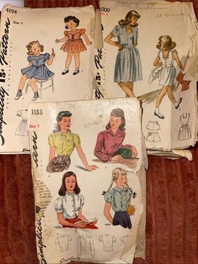 5/$25 1940s Simplicity Sewing Pattern Covers Girls' Dresses & Blouses